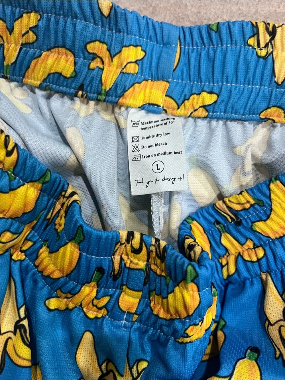 Blue Banana-Print Men’s Swim/Beach Shorts